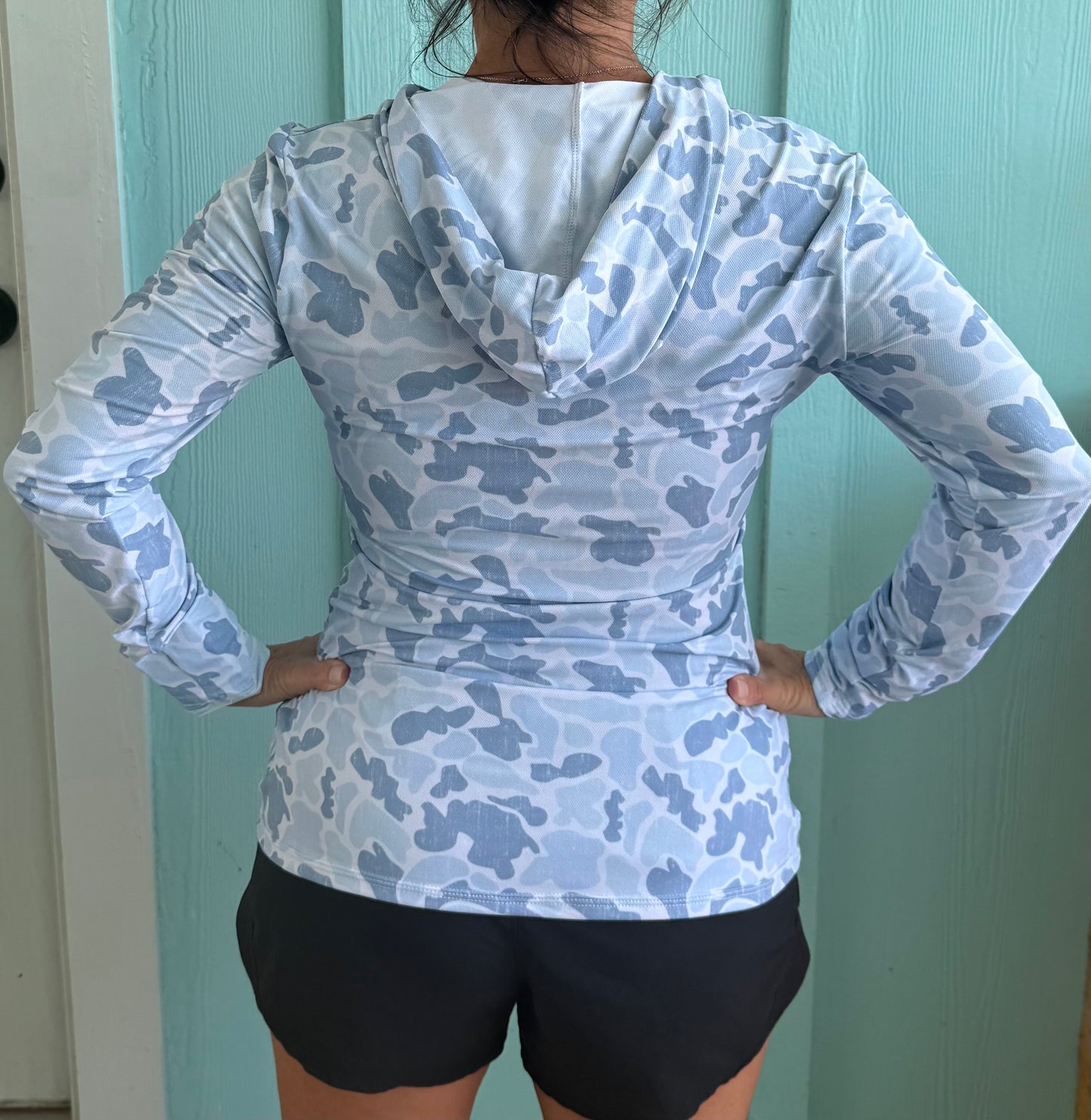 Women's Hooded Light Blue Camo Performance