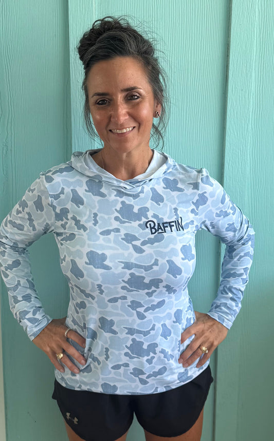Women's Hooded Light Blue Camo Performance